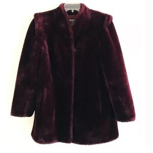 Glenoit Avec Tu | Luxury Fur Coat Womens Size 10 Burgundy Red Shawl Neck